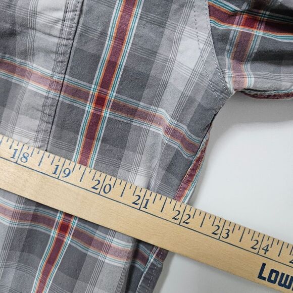 Roper Shirt Men's Medium Plaid Gray White Red Long Sleeve Western Flap Pockets - Picture 6 of 9